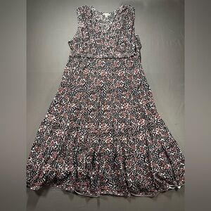 Max Studio V-Neck Empire Tiered Skirt Fit & Flare Maxi Dress, Floral - Womens 3X